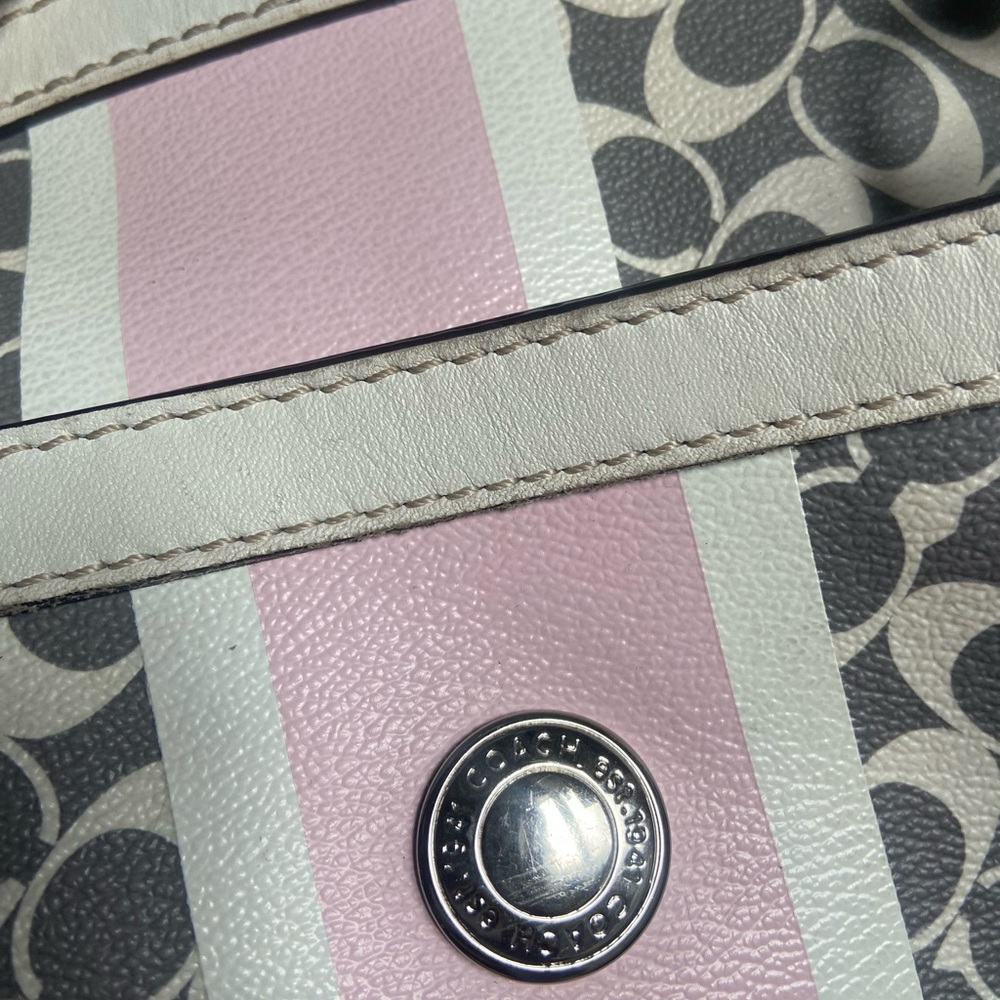 Rare Vintage Coach Gray and Pink Signature Satchel Bag - Picture 8 of 16